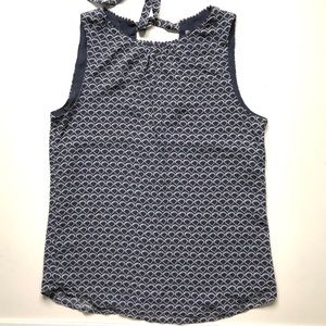 Sz 6 H&M Lined Navy Print Shell